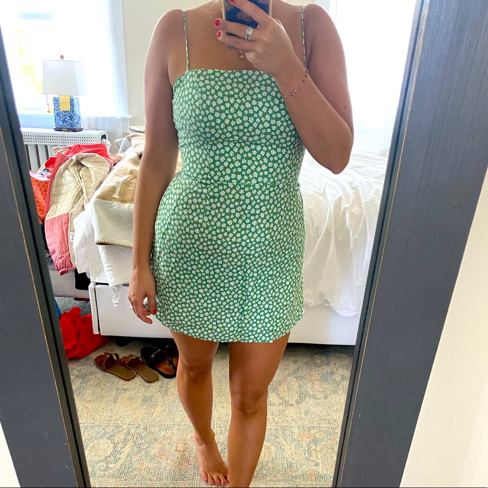 Reformation green daisy dress
